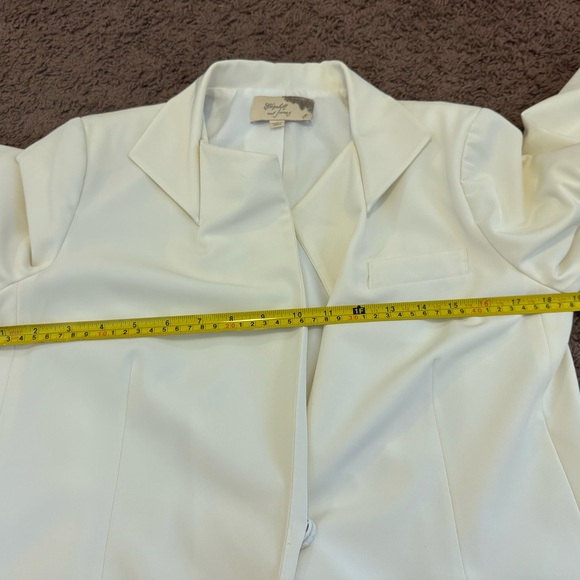 Elizabeth And James Cream Scrunch Sleeve Blazer Long Line 8 - Picture 10 of 12